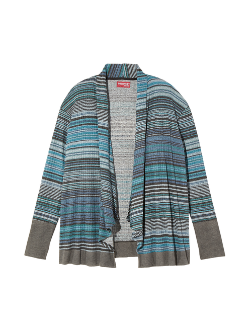 Johnnie Cuffed Sleeve Asymmetrical Cardigan Teal Dia&Co